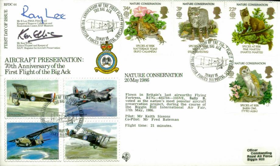70th Anniversary of Big Ack FDC Signed by R Lee and K Willis
