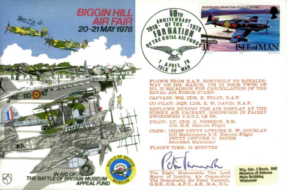 Biggin Hill Air Fair 1978 cover Sgd Sir P Vanneck