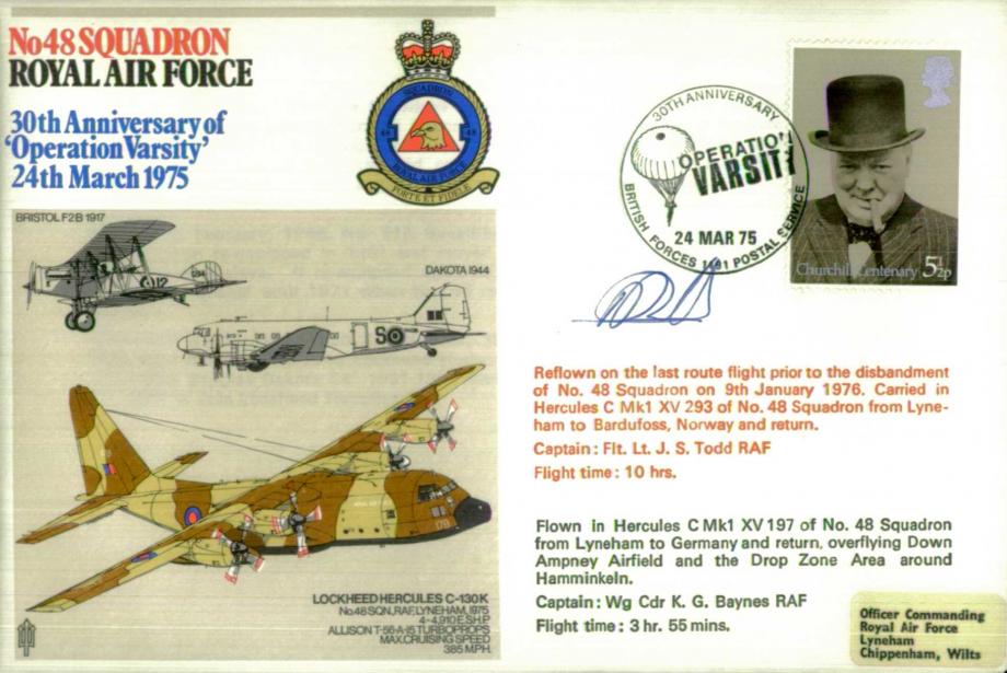No 48 Squadron cover Signed by Captain Fl Lt J S Todd