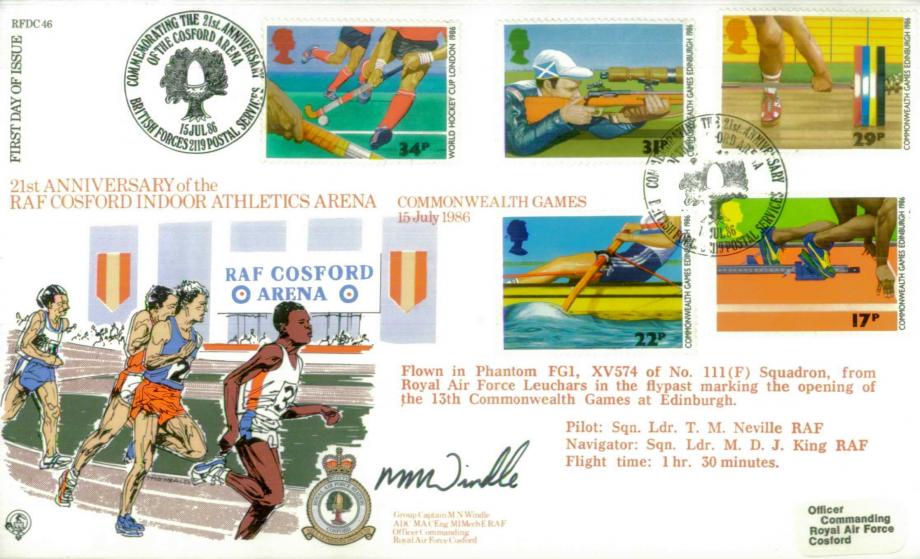 21st Anniversary of RAF Cosford Indoor Athletics Arena FDC Signed by GC Windle - OC RAF Cosford