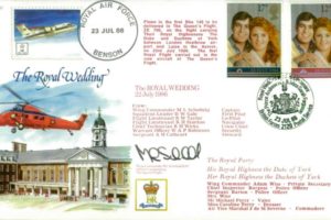 The Royal Wedding 22nd July 1986 FDC Signed by WC M L Schofield - OC The Queens Flight