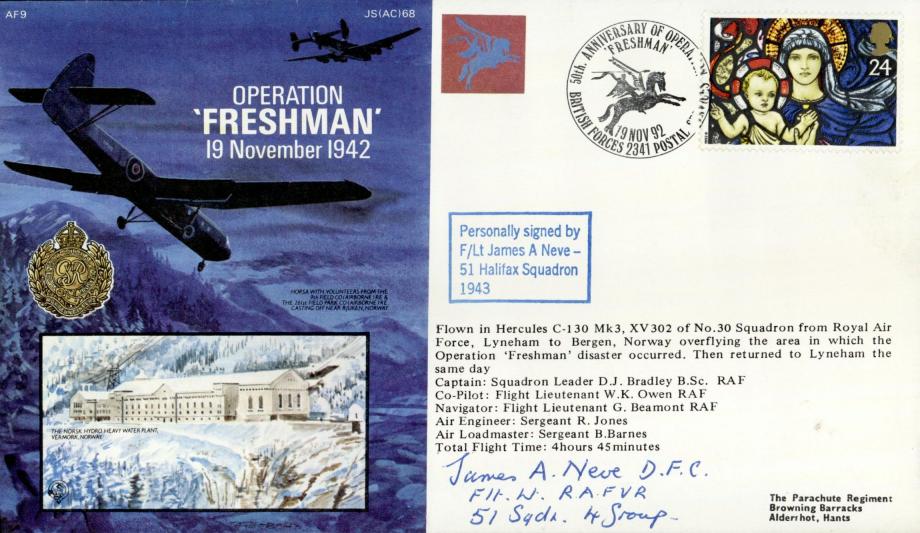 Operation Freshman cover Signed J A Neve