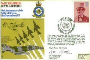 No 111 Squadron cover Signed by  P A Latham who commanded 111 Squadron