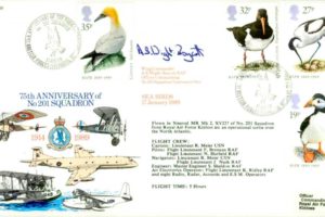 75th Anniversary of 201 Squadron FDC Signed by WC A B Wight-Boycott the OC of 201 Squadron