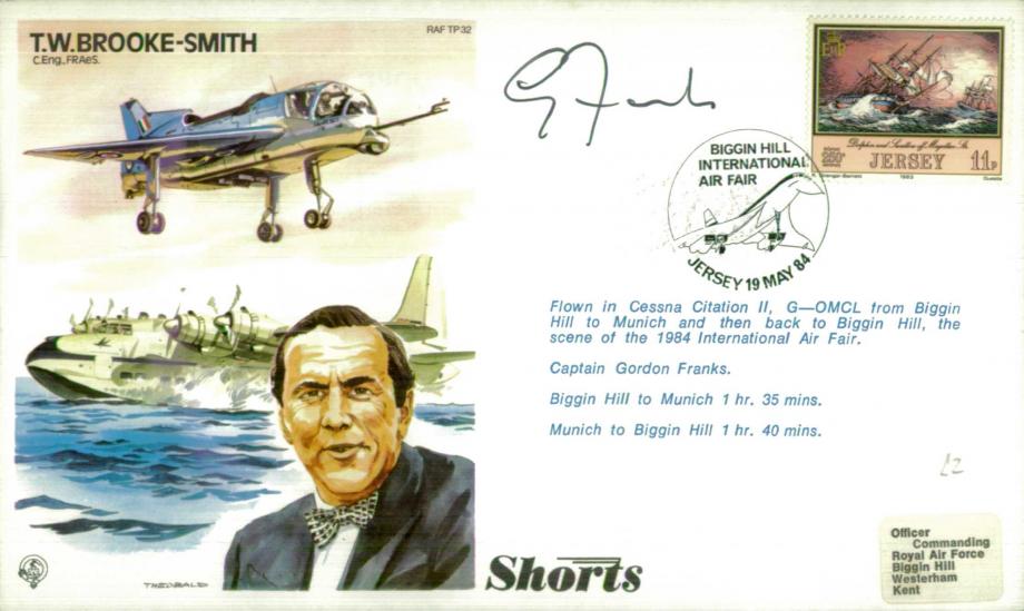 T W Brooke-Smith the Test Pilot cover Sgd pilot G Franks