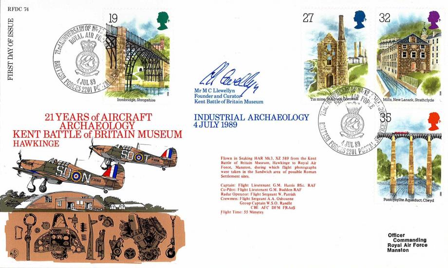 21 Years of aircraft archaeology FDC Signed by M C Llewellyn Kent BoB Museum