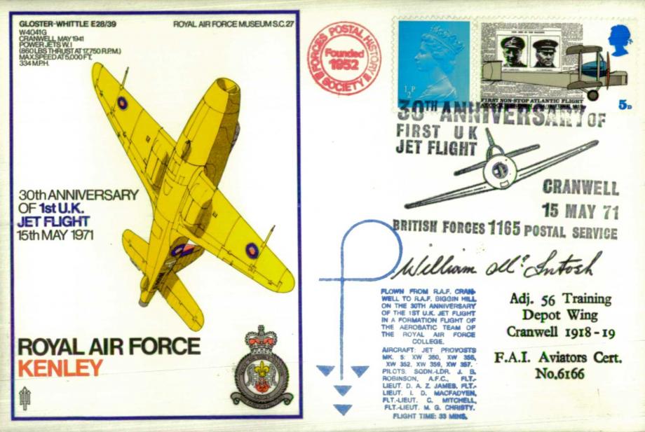 1st UK Jet Flight cover Sgd McIntosh