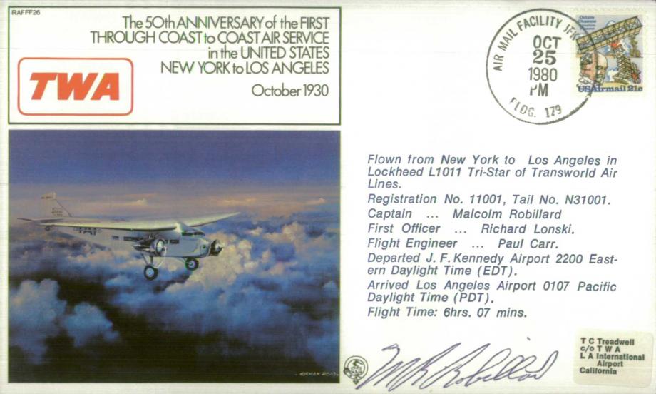First coast to coast air service in the US cover