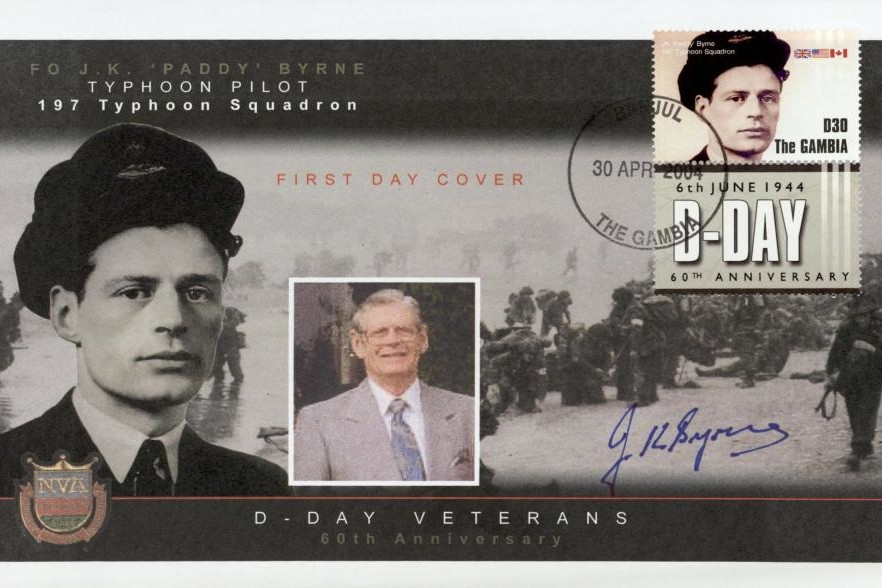 D Day cover Sgd J K Paddy Byrne of 197 Sq