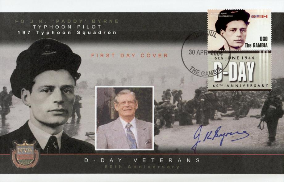 D Day cover Sgd J K Paddy Byrne of 197 Sq