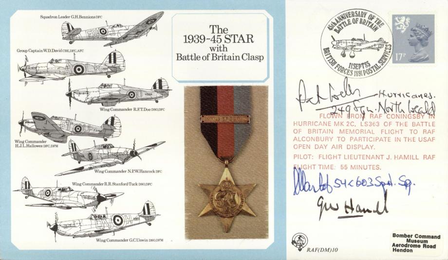 1939-1945 Star with Battle of Britain Clasp cover signed by Wells