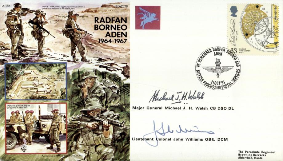 Radfan, Borneo & Aden cover Signed Walsh and Williams