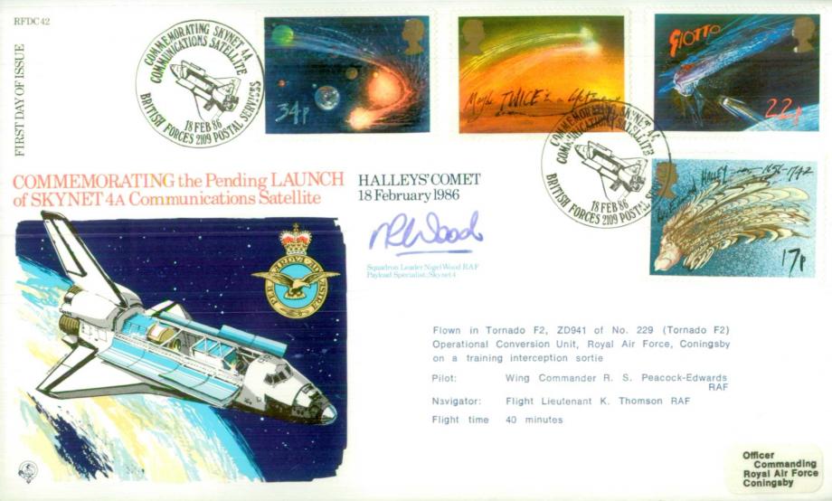 Launch of Skynet 4a FDC Signed by Sq L N Wood - Payload specialist Skynet 4