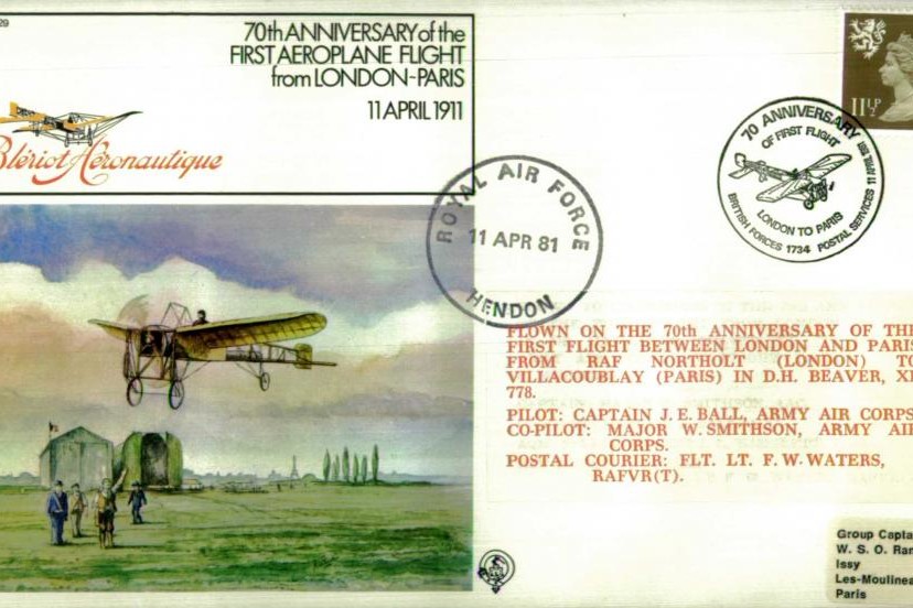 First aeroplane flight from London to Paris cover