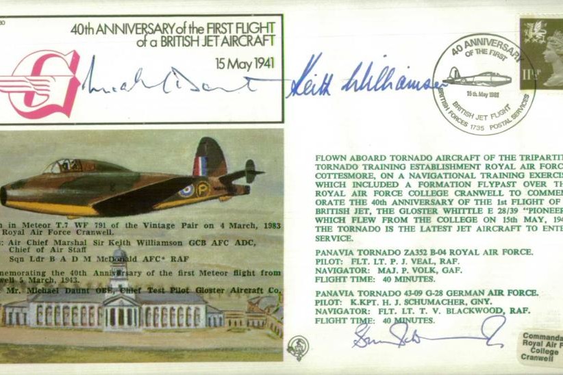 First flight of a British jet aircraf cover Sgd by 3