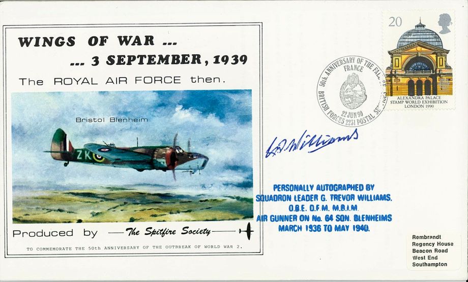 Battle Of Britain Cover Signed Sq L G T Williams