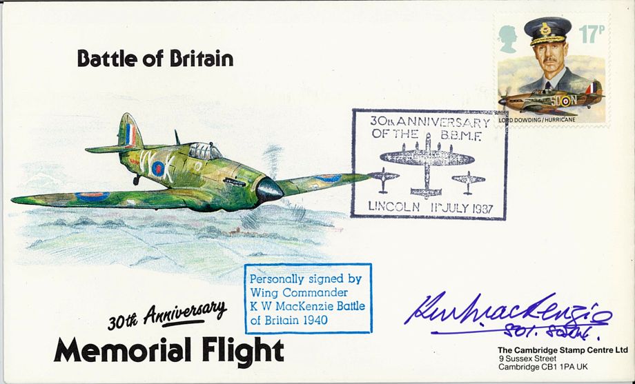 Battle Of Britain Cover Signed BoB Pilot K W MacKenzie