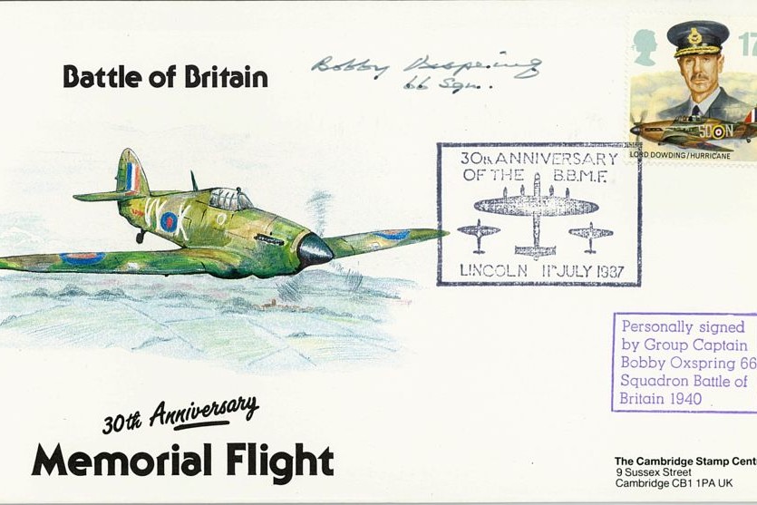 Battle Of Britain Cover Signed BoB Pilot Bobby Oxspring