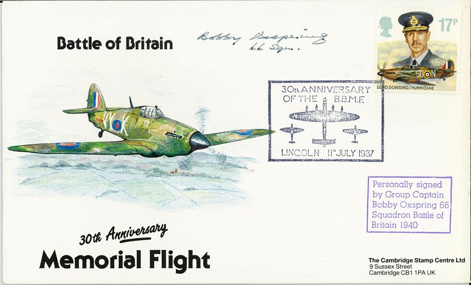 Battle Of Britain Cover Signed BoB Pilot Bobby Oxspring