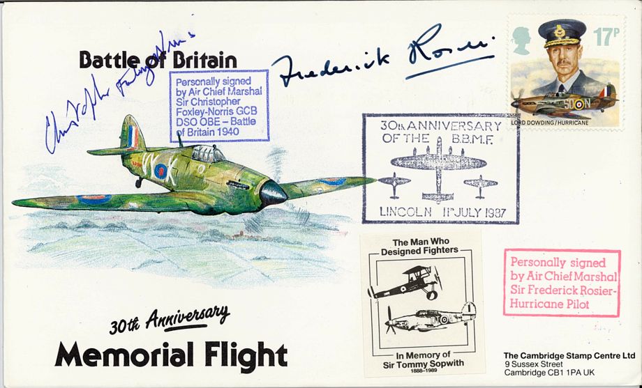 Battle Of Britain Cover Signed BoB Pilots C Foxley-Norris And Frederick Rosier