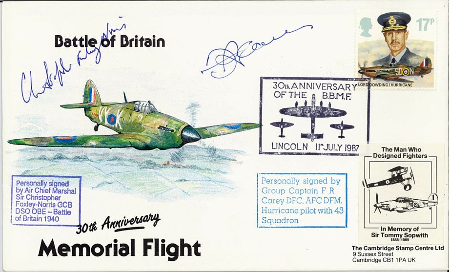 Battle Of Britain Cover Signed BoB Pilot C Foxley-Norris And F R Carey