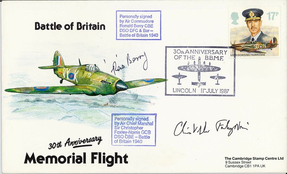 Battle Of Britain Cover Signed BoB Pilot C Foxley-Norris And Ras Berry