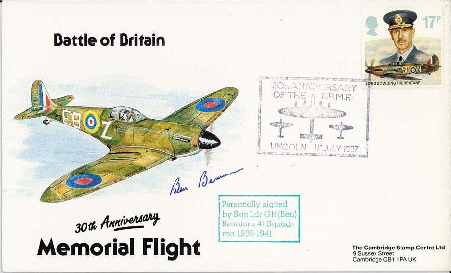 Battle of Britain Covers Signed BoB pilot Ben Bennions