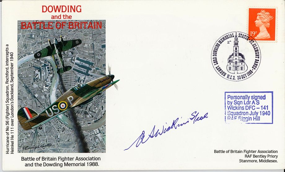 Battle of Britain Dowding Cover Signed A S Wickins A BoB Pilot