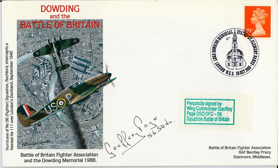 Battle of Britain Dowding Cover Signed Geoffrey Page A BoB Pilot