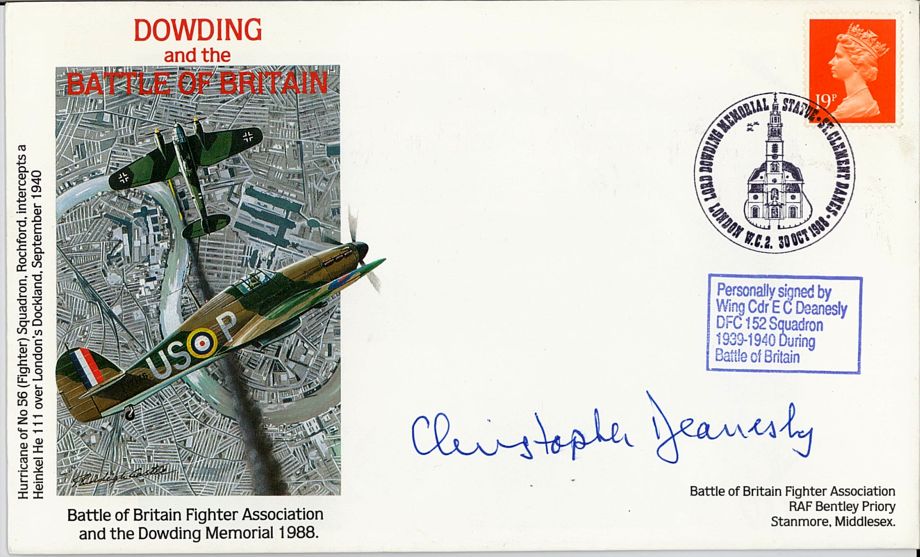 Battle of Britain Dowding Cover Signed C Deanesly A BoB Pilot