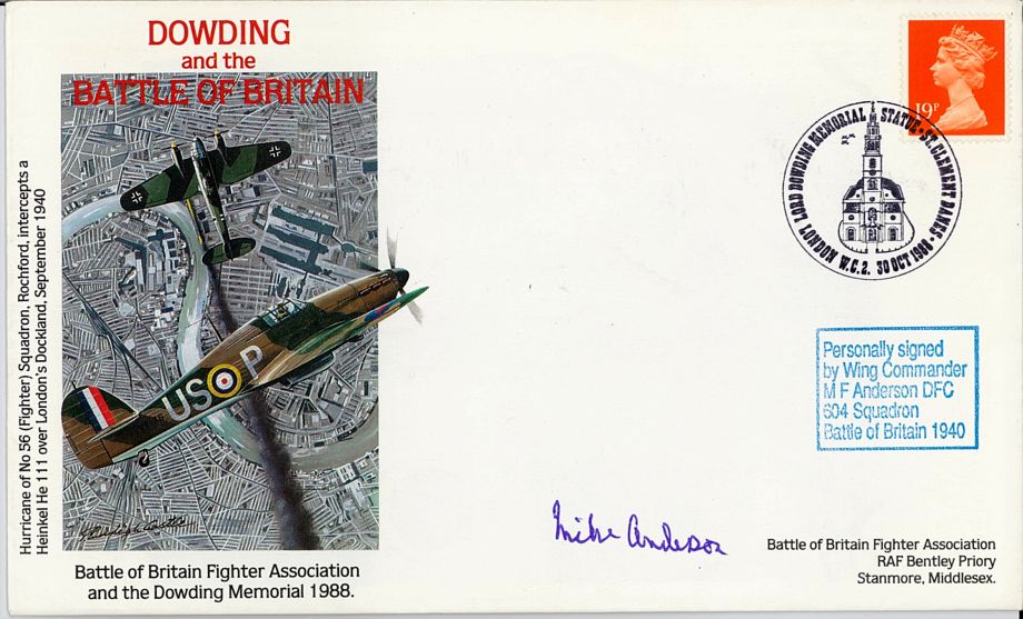 Battle of Britain Dowding Cover Signed M F Anderson A BoB Pilot