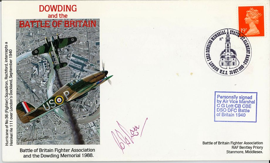 Battle of Britain Dowding Cover Signed C G Lott A BoB Pilot