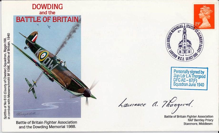 Battle Of Britain Cover Signed L A Thorgood A BoB Pilot