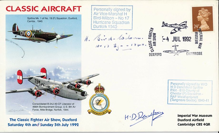 Battle Of Britain Cover Signed BoB Pilots H Bird-Wilson And H D Demchfield