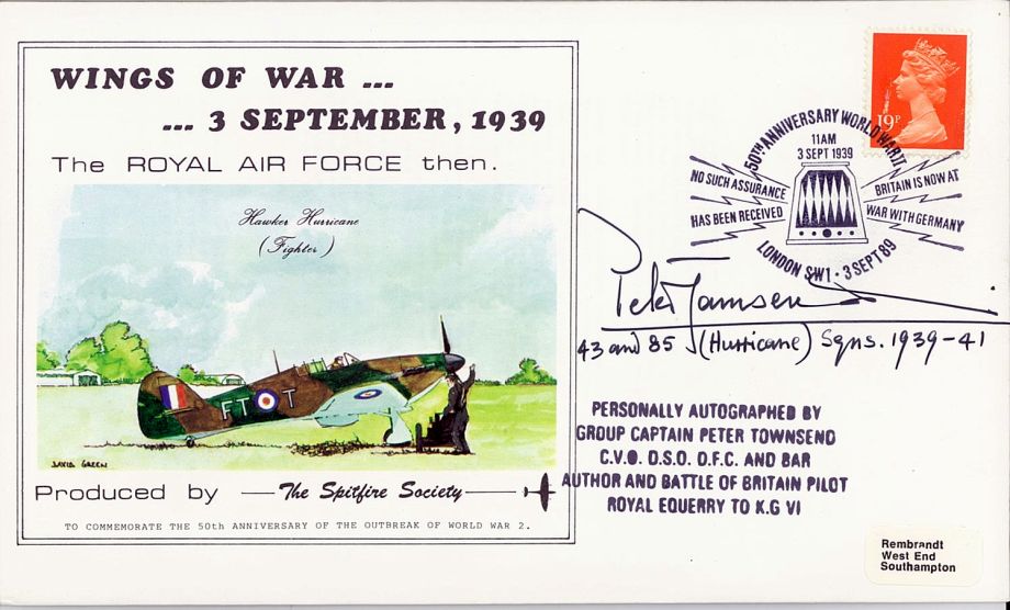 Battle Of Britain Cover Signed Peter Townsend