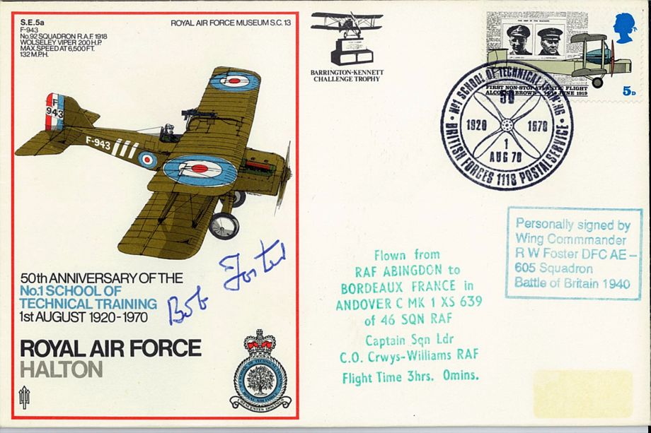 RAF Halton Cover Signed R W Foster BoB