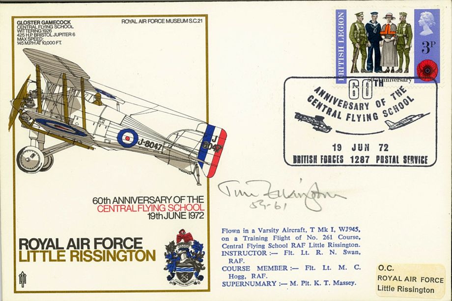 RAF Little Rissington Cover Signed BoB Pilot J F D Elkington