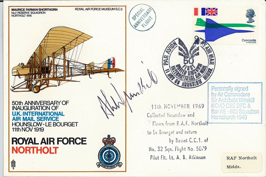 RAF Northolt Cover Signed BoB Pilot Archibald Winskill