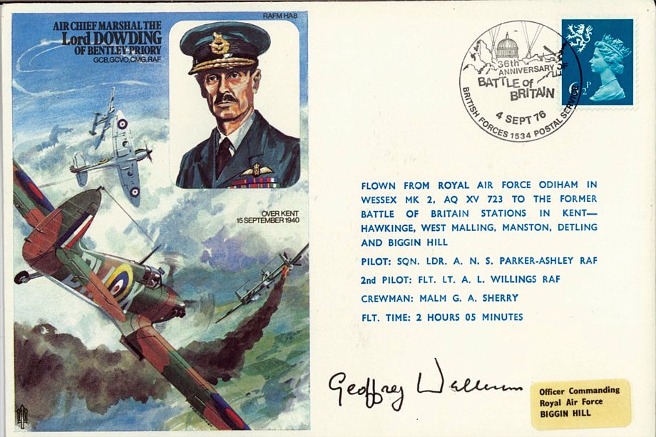 Lord Dowding Cover Signed BoB Pilot Geoffrey Wellum