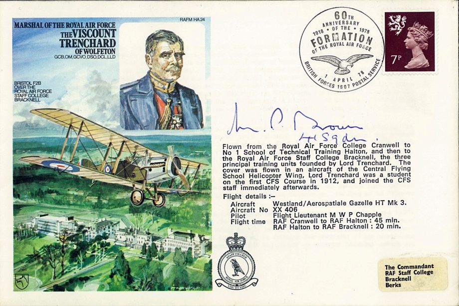 Viscount Trenchard Cover Signed BoB Pilot M P Brown