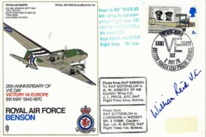 Anniversary of VE Day cover Sgd Bill Reid VC