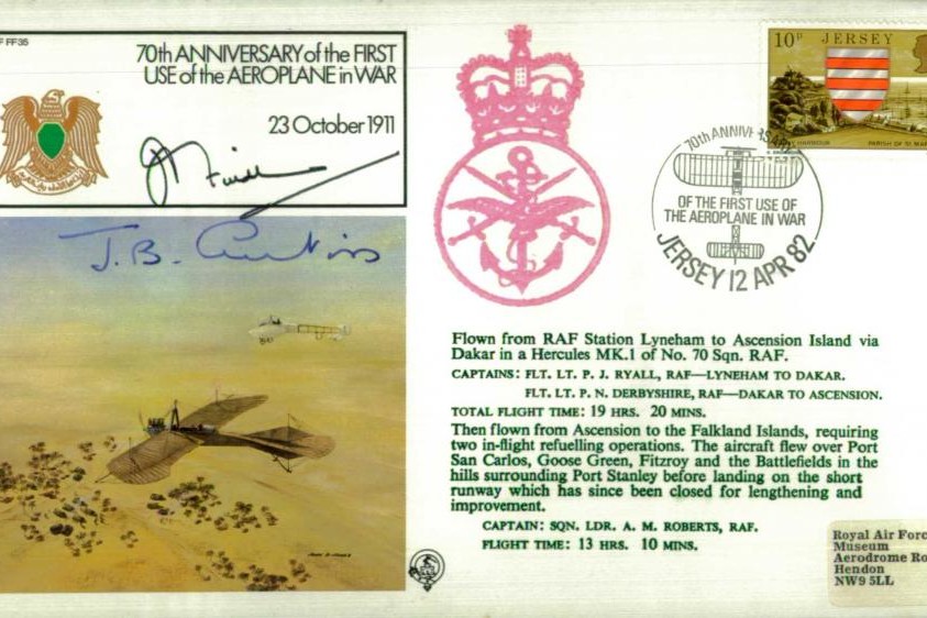 First use of an aeroplane in war cover Sgd by 2