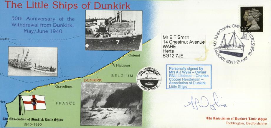 Dunkirk Little Ships cover Sgd Mrs A J Wylie