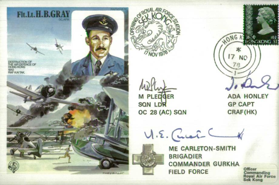 Flt Lt H B Gray cover Sgd Pledger Honley and Carleton-Smith