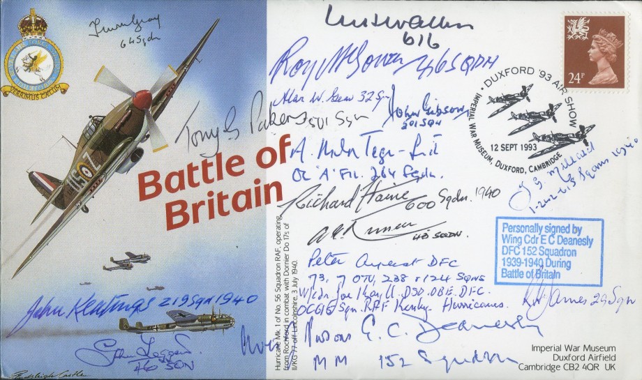 Battle Of Britain Cover Signed 17 BoB Pilots