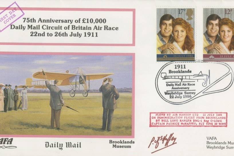 Daily Mail Circuit of Britain Air Race FDC Signed by the pilot Captain P McHaffey