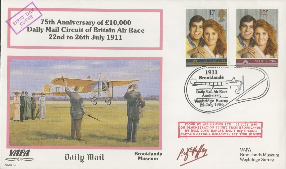 Daily Mail Circuit of Britain Air Race FDC Signed by the pilot Captain P McHaffey