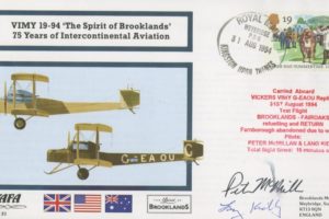 Vickers Vimy cover Sgd P McMillan and L Kidby