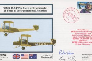Vickers Vimy cover Sgd P Hoar and L Kidby