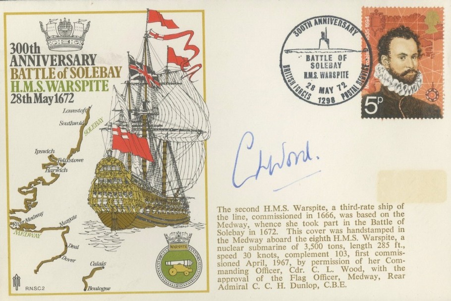 Battle of Solebay cover Sgd by the CO of the Nuclear Submarine HMS Warspite Commander C L Wood